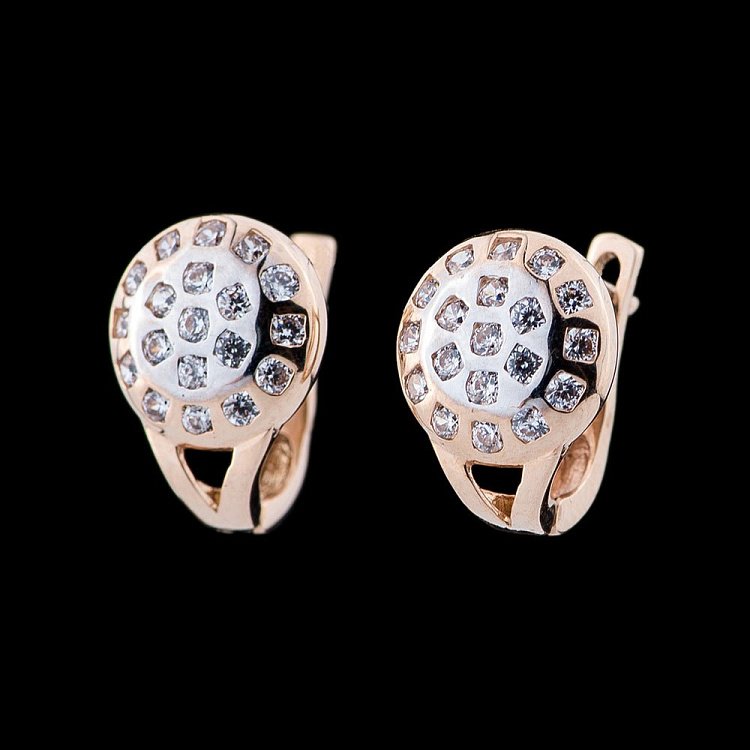 Золоті сережки з фіанітами с01452 від ювелірного магазину Онікс