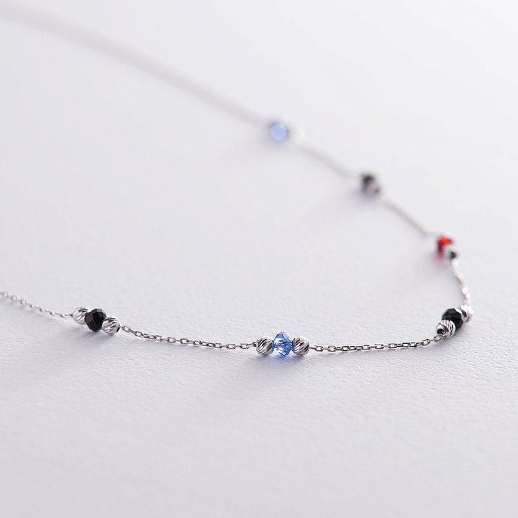 Серебряное колье (разноцветные фианиты) 181009 от ювелирного магазина Оникс - 2