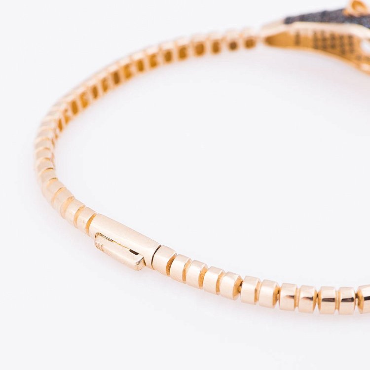 Золотой браслет "Пантеры" с фианитами б02703 от ювелирного магазина Оникс - 2