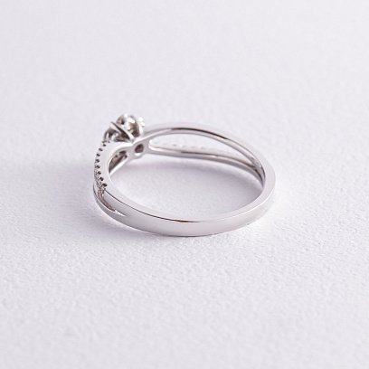 Каблучка "Квіточка" в білому золоті з діамантами к269cha №5