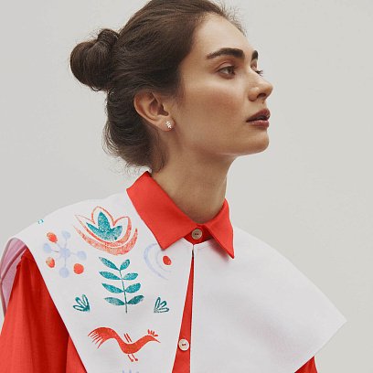 Серьги - пусеты "Веточки" в белом золоте с06913 №6