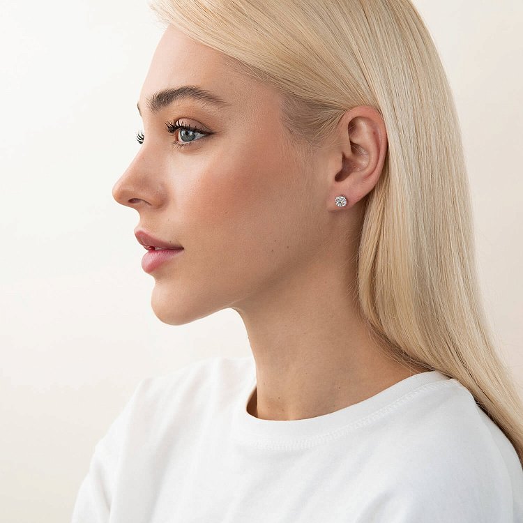 Золоті сережки - пусети з діамантами сб0089cha від ювелірного магазину Онікс - 2