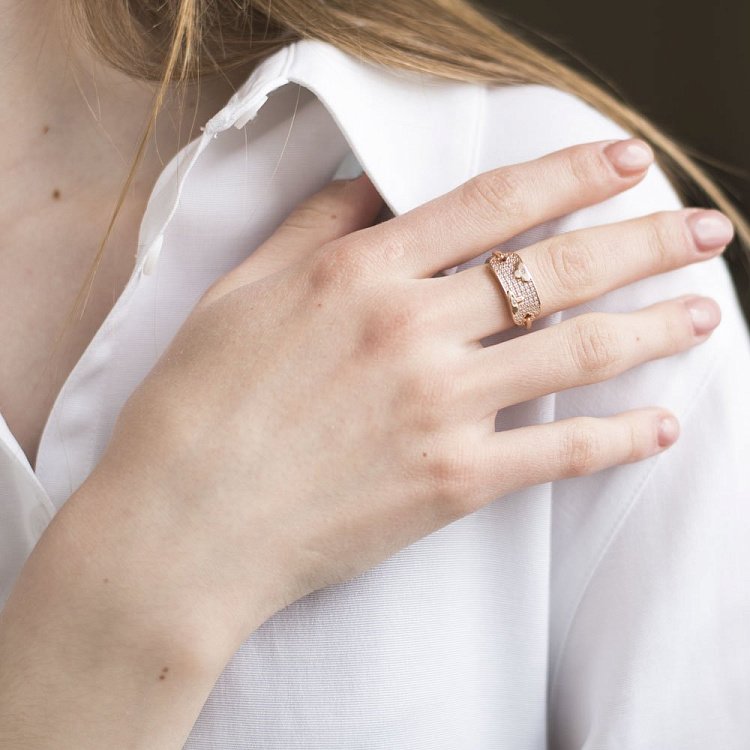 Золотые серьги с клевером (фианит) с06232 от ювелирного магазина Оникс - 3