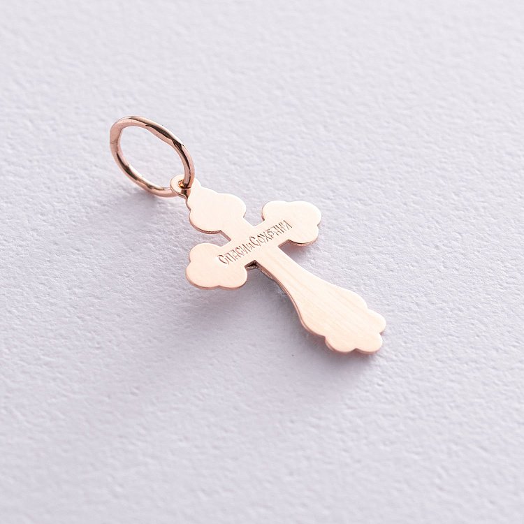 Золотий хрестик "Розп'яття. Спаси і Збережи" 230133 від ювелірного магазину Онікс - 1