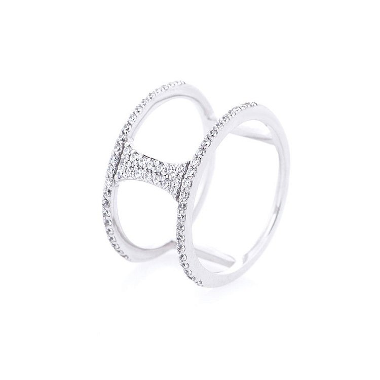 Золотое кольцо на фалангу (фианиты) к366б от ювелирного магазина Оникс - 1