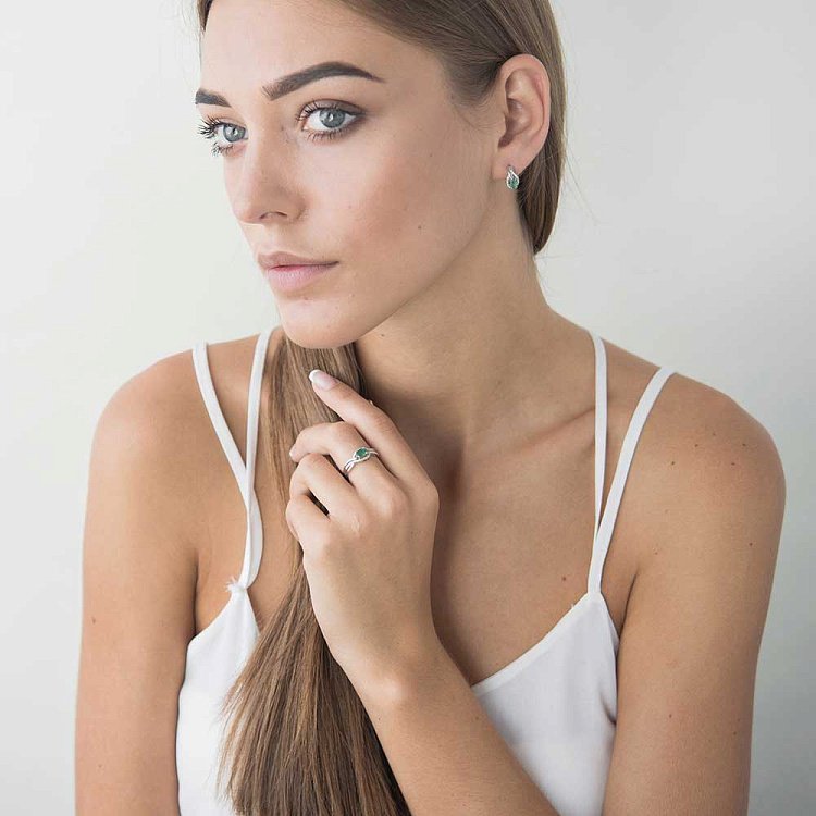 Помолвочное кольцо с бриллиантами и изумрудом кб03042 - 3 Помолвочное кольцо с бриллиантами и изумрудом кб03042 от ювелирного магазина Оникс - 3