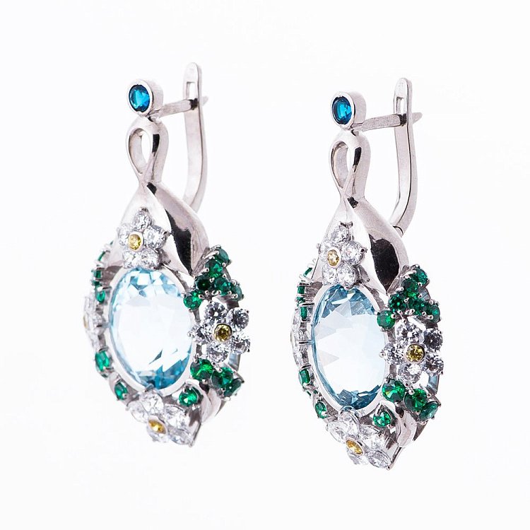 Золотые серьги с топазом и фианитами 14048496т от ювелирного магазина Оникс - 1