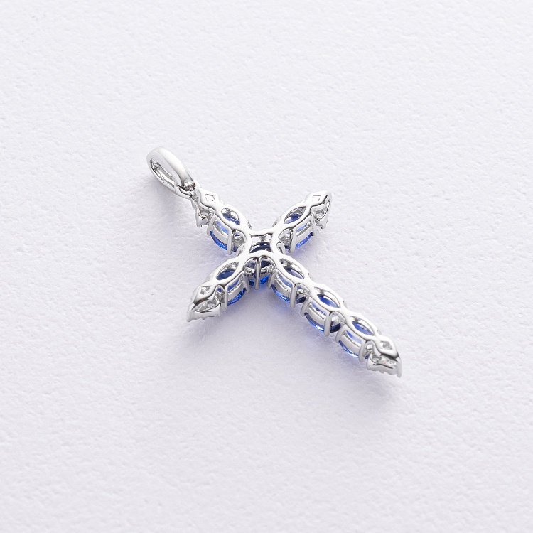 Золотий хрестик (сапфіри, діаманти) пб0126gm від ювелірного магазину Онікс - 3