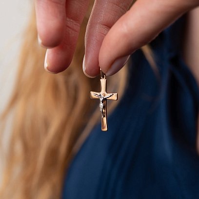 Золотий хрестик з розп'яттям п03733 №2