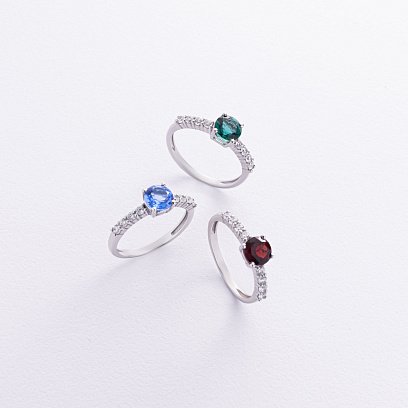 Серебряное кольцо с пиропом и фианитами 1846/1р-GARN №3