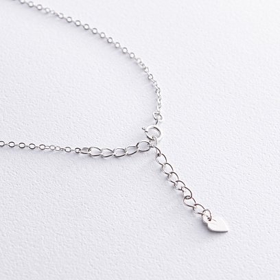 Срібне кольє - краватка з різнокольоровими фіанітами 181213 №7