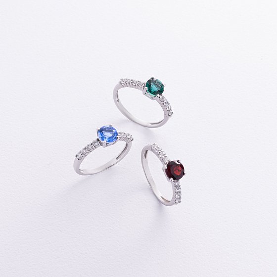 Серебряное кольцо с пиропом и фианитами 1846/1р-GARN №3