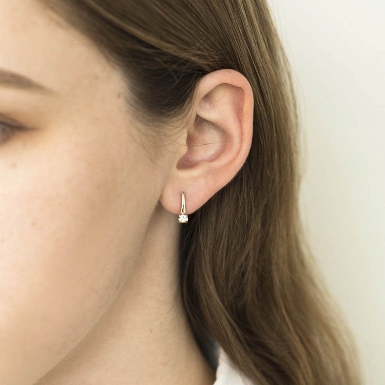 Золотые серьги "Сердечки" на английской застежке с04484 - 3 Золотые серьги "Сердечки" на английской застежке с04484 от ювелирного магазина Оникс - 3