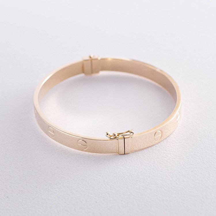 Жорсткий браслет "Love" з жовтого золота б02104 від ювелірного магазину Онікс - 1