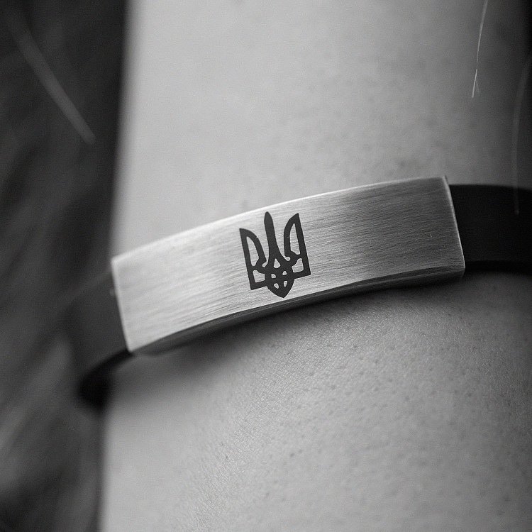 Каучуковий браслет "Герб України - Тризуб" зі срібними вставками 1203 від ювелірного магазину Онікс - 5