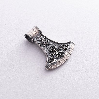 Серебряный кулон - топор "Шлем ужаса"  7044 №9