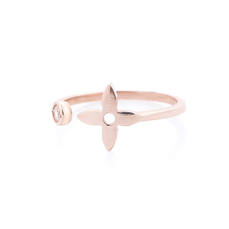 Золотое кольцо (на фалангу) "Клевер" к233 от ювелирного магазина Оникс - 1