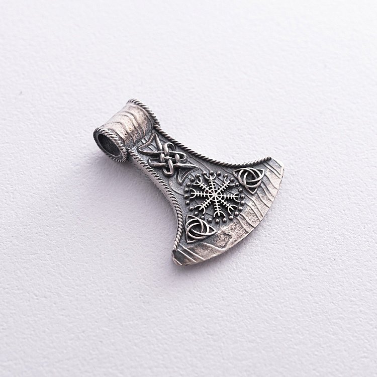 Серебряный кулон - топор "Шлем ужаса"  7044 от ювелирного магазина Оникс - 9