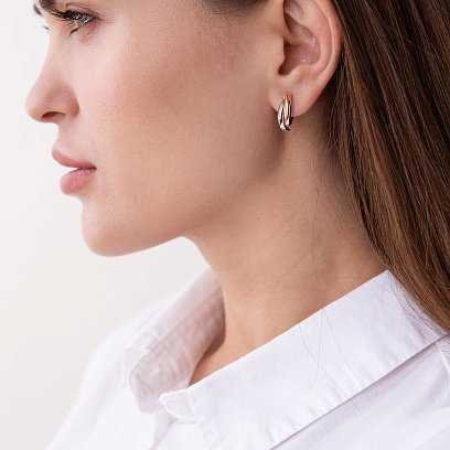 Сережки "Ассоль" з червоного і білого золота с06259 №2