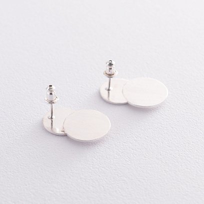 Серебряные серьги - пусеты "Кружочки" 122997 №5