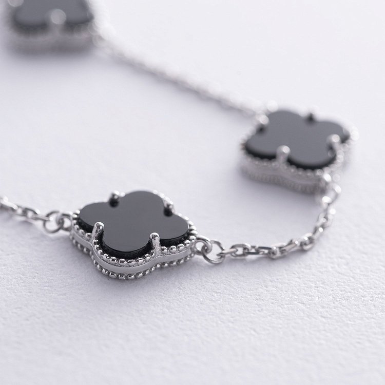 Срібний браслет "Конюшина" з оніксом OR128204 від ювелірного магазину Онікс - 2