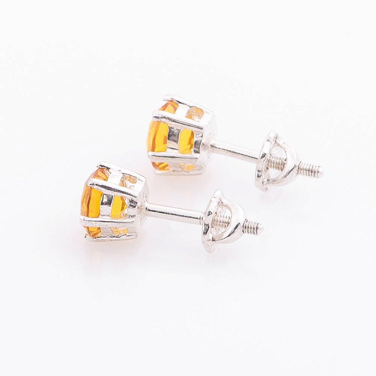 Срібні сережки-пусети з цитрином нано 6 мм 121974 від ювелірного магазину Онікс - 2