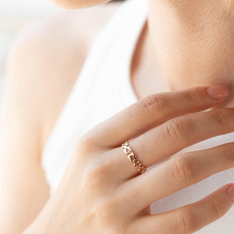 Золота каблучка "Ланцюжок" к07074 від ювелірного магазину Онікс - 1