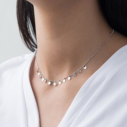 Колье "Монетки" в белом золоте кол01395 №4