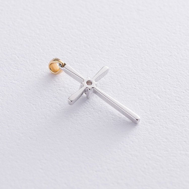 Золотой крестик с бриллиантом пб0226ri от ювелирного магазина Оникс - 2