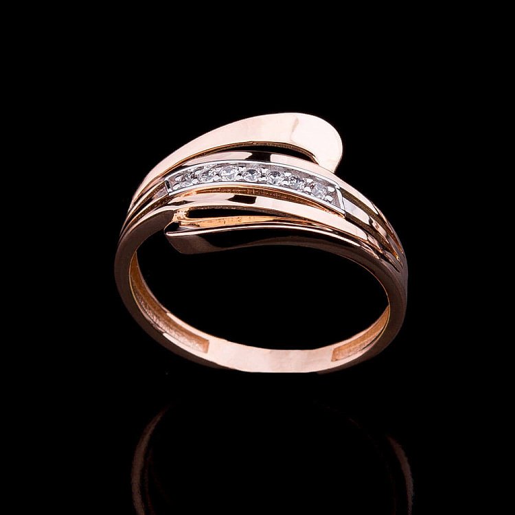 Золота каблучка з фіанітами к03952 від ювелірного магазину Онікс - 2