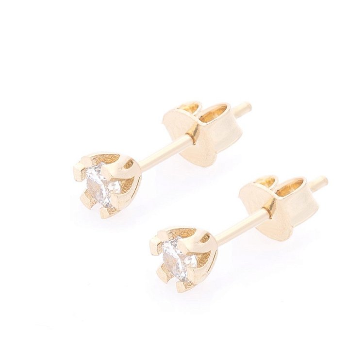 Золоті сережки-пусети з фіанітами с05842 від ювелірного магазину Онікс