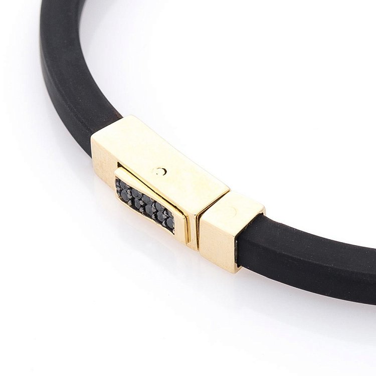 Каучуковий браслет із золотою застібкою (фіаніт) б03875 від ювелірного магазину Онікс - 2