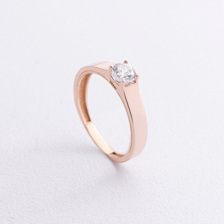 Помолвочное золотое кольцо с фианитом к07070 от ювелирного магазина Оникс