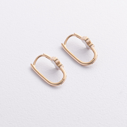 Серьги "Клевер" с перламутром (желтое золото) с09413 №2