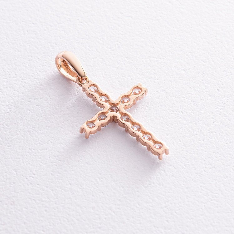 Золотой крестик с фианитами п02807 от ювелирного магазина Оникс - 2