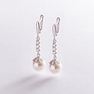 Срібні сережки (штучні перли, фіаніти) 121240 от ювелирного магазина Оникс