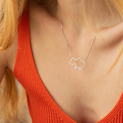 Золоте кольє "Карта України" з діамантами 729671121 №5