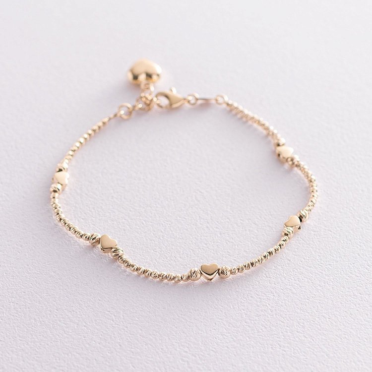 Золотий браслет "Сердечка" б04016 від ювелірного магазину Онікс