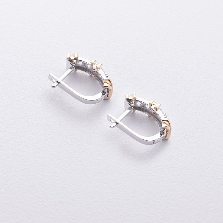 Серьги "Rosie" с фианитами (белое, желтое золото) с09225 от ювелирного магазина Оникс - 2