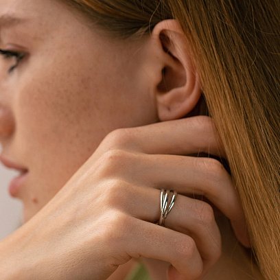 Золотое кольцо "Круговорот" (тройное) к07642 №2