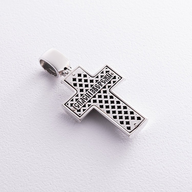 Серебряный крест "Распятие. Спаси и Сохрани" (на укр. языке) кду-21 от ювелирного магазина Оникс - 5