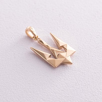 Кулон "Герб Украины - Тризуб" в желтом золоте п03718 №5