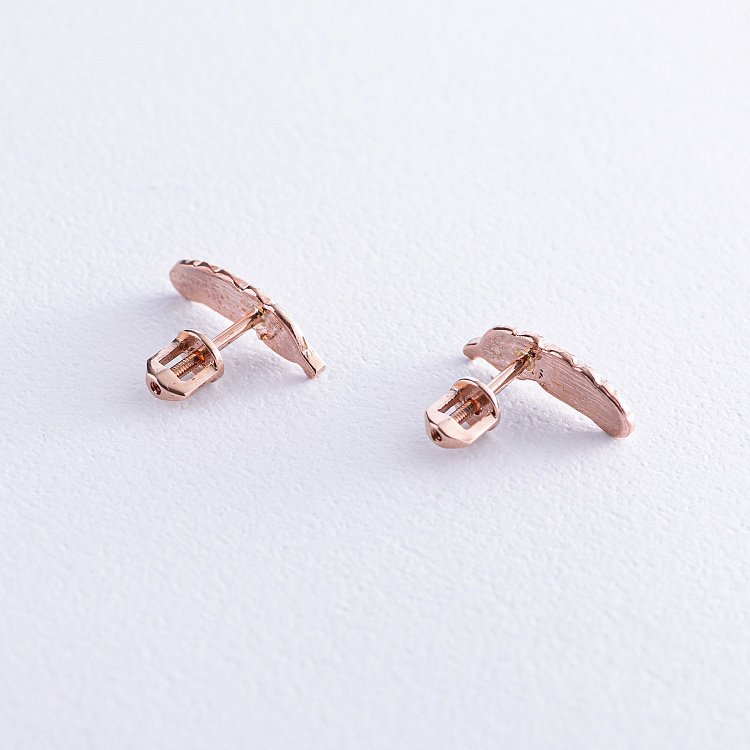 Золотые серьги - пусеты "Перышки" с07903 от ювелирного магазина Оникс - 3