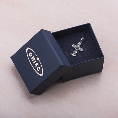 Срібний хрестик з розп'яттям (чорніння) 13335 №6