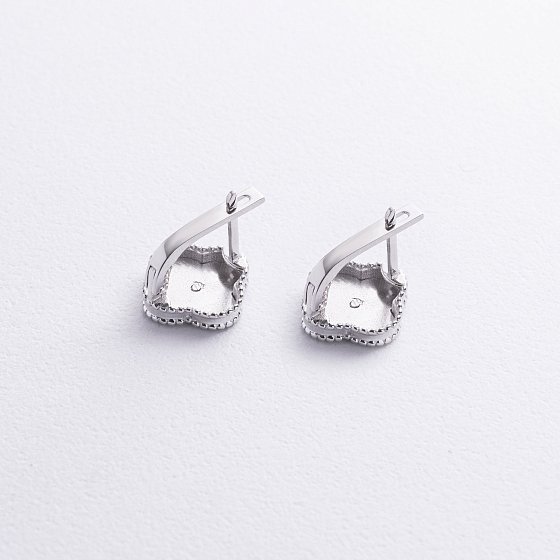 Серьги "Клевер" в белом золоте с08872 №3