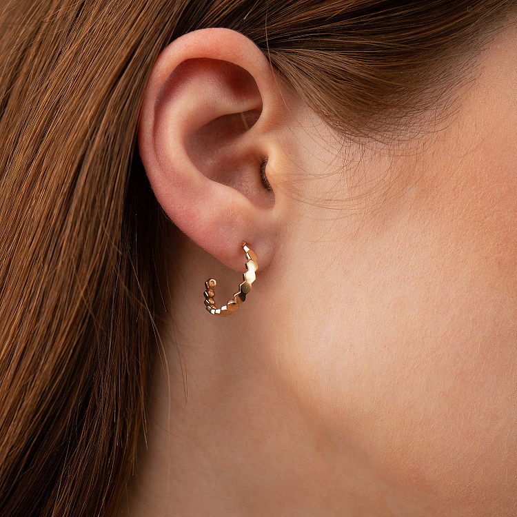 Сережки - пусети "Грані" в червоному золоті с07286 від ювелірного магазину Онікс - 6