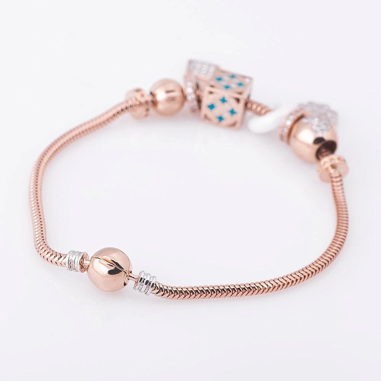 Золотий браслет з Шарм (фіаніти) б02761 від ювелірного магазину Онікс - 2