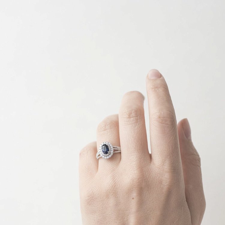 Золота заручальна каблучка (сапфір, діамант) к351ri від ювелірного магазину Онікс - 3