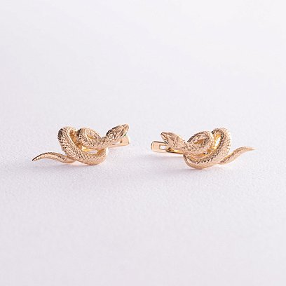 Сережки "Змії" у жовтому золоті с07968