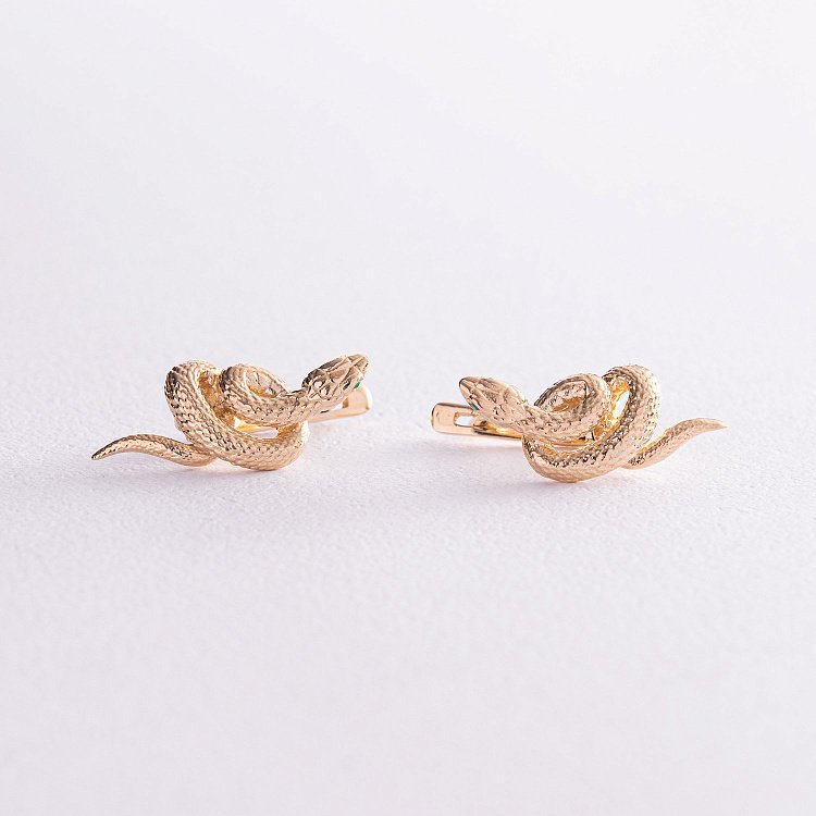 Сережки "Змії" у жовтому золоті с07968 від ювелірного магазину Онікс